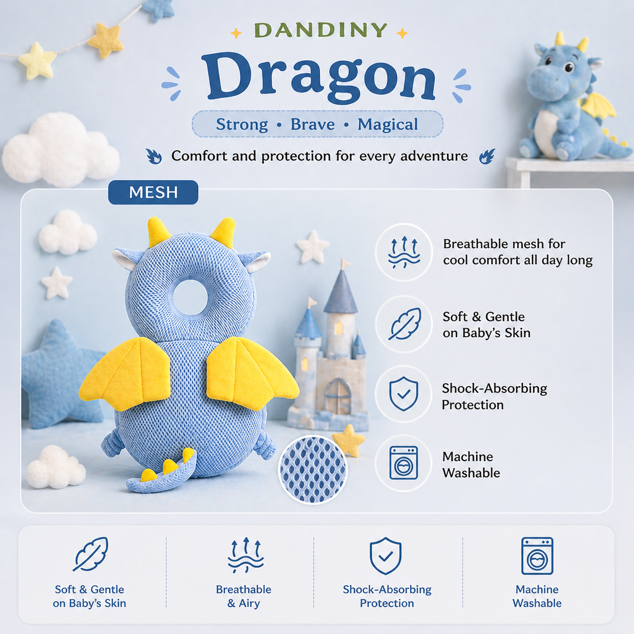Dandiny™ Baby Head Protection Pillow for Back Falls